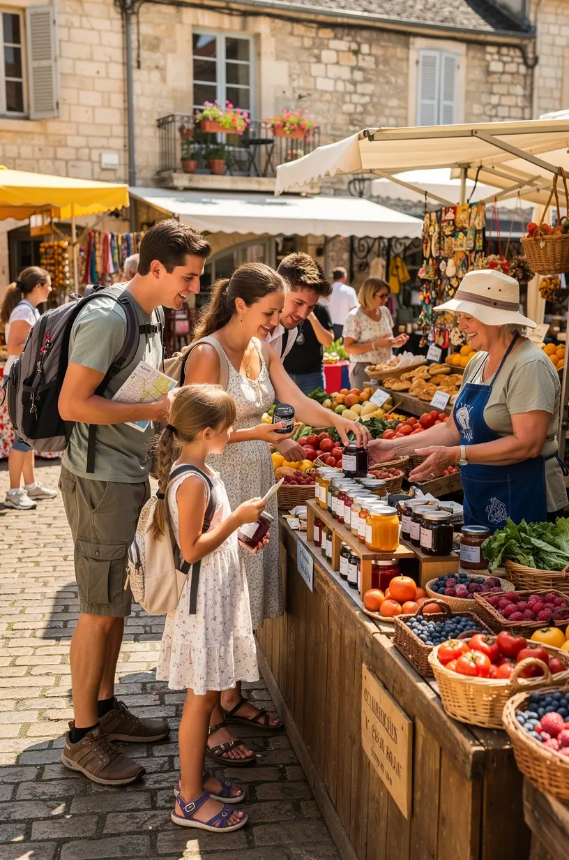 Счастливая семья получает призы от местного магазина после успешного прохождения квеста по городу.